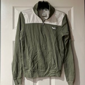 GUC PINK by Victoria’s Secret Half Zip Jacket in Olive and White Floral Sz XS TP